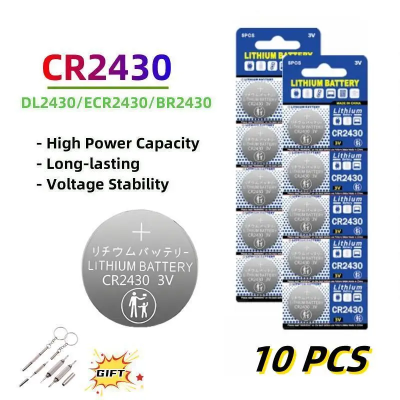 

10~50PCS CR2430 Lithium Battery CR2430 DL2430 BR2430 280mAh Button Coin Batteries for Key Fob Watch Alarm Clock Remote Control