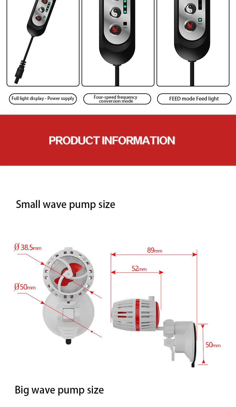 110V-240V fish tank wave pump bottom blow ultra-quiet small variable frequency circulation pump fecal blower sea tank flow pump