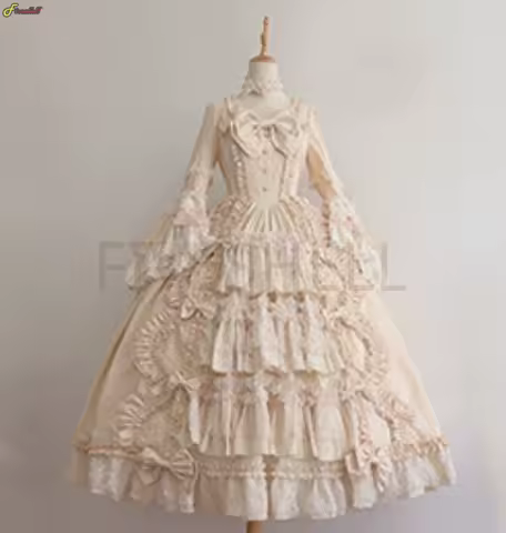 Anime Lolita Cosplay Princess Dress For Women Cute Bow Lace Chiffon Stitching Dresses Ladies All-match Large Swing Skirts New