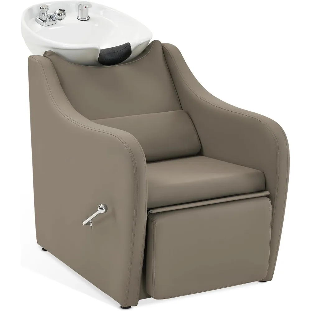 

Shampoo Chairs Shampoo Barber Classic Chair, Ceramic Shampoo Bowl Sink Chair Station for Spa Beauty Salon 9090 Oil Green