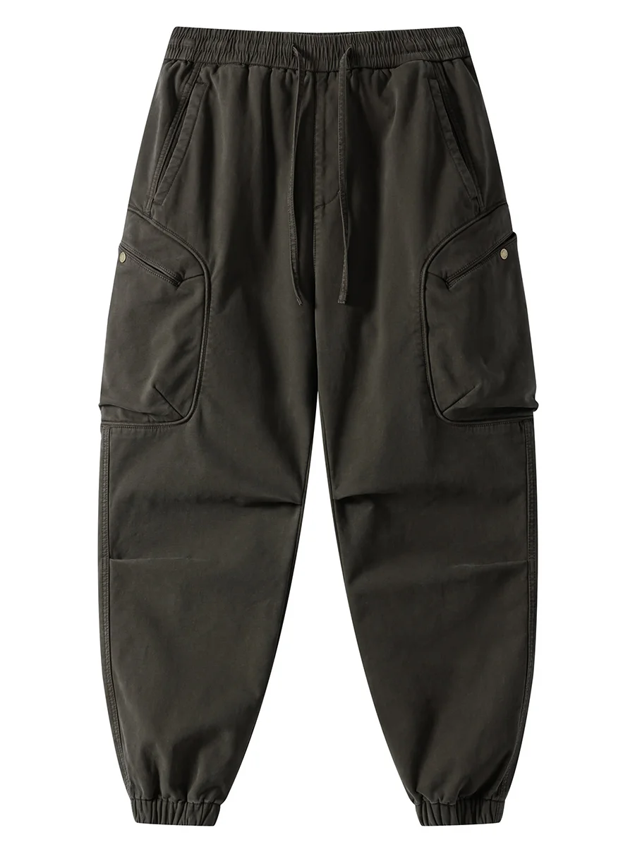 

Men's Fce Lined Thiened American Sle Casual Pants Warm Workwear Trousers Loose Fit Dstring ket Cuffed Leisure Tr...