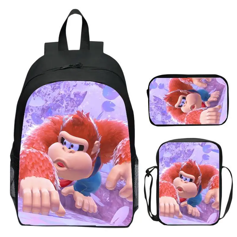 Donkey Kong 3-piece set backpack, pencil shoulder bag, backpack, travel bag, perfect gift for boys and girls