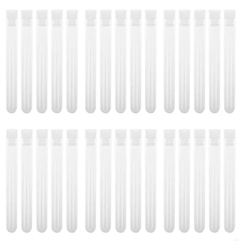 100 Uds. Contenedores de muestras 12x100mm laboratorio transparente tubos de ensayo de plástico transparente viales con tapas de empuje escuela