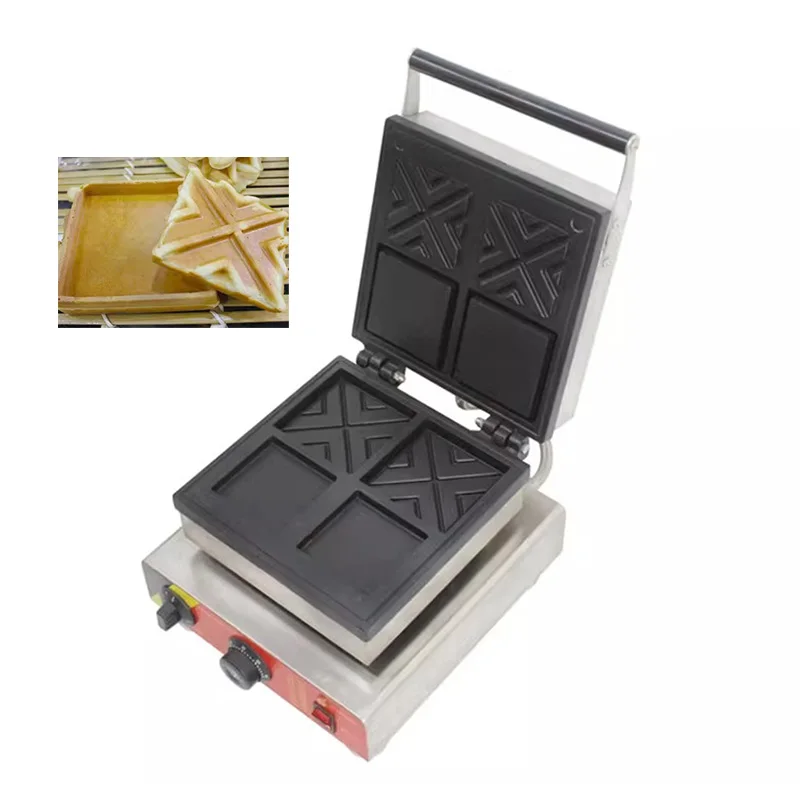 Commercial Square Waffle Pancake Baking Machine 220V 110V Kitchen Non-stick Cream Filling Grid Waffle Maker Stainless Steel