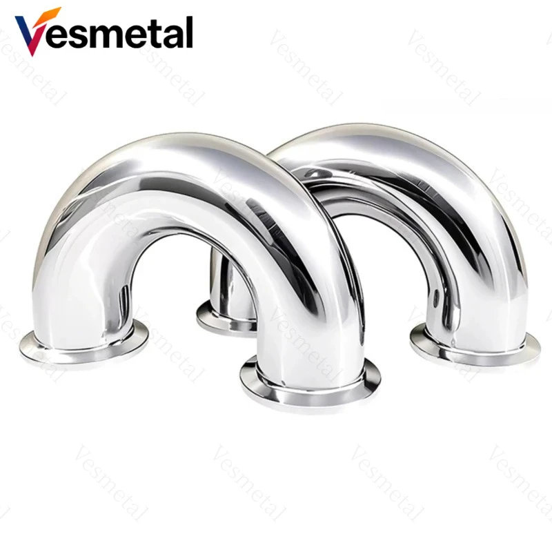 

3/4" 1" 1-1/4" 1-1/2" 4" Sanitary Tri Clamp 180 Degree Elbow, 304/316L Stainless Steel U-Type Pipe Fitting for Home Brewing Beer