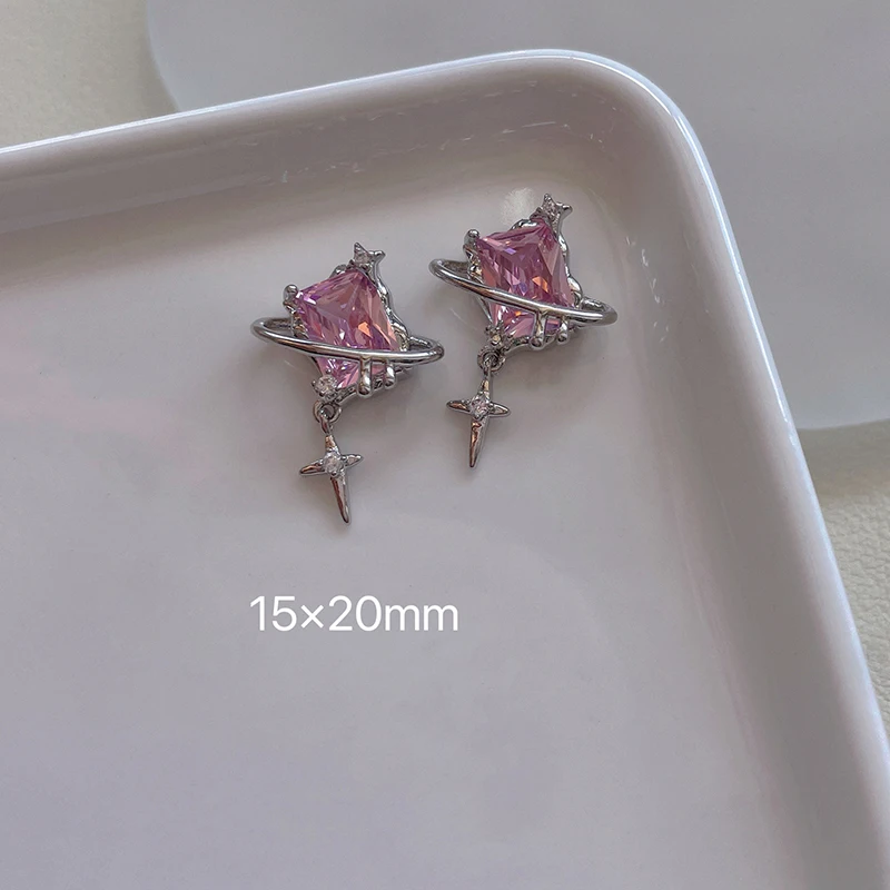 10 Stück koreanische japanische neue rosa Zirkon Anhänger Schmetterling Silber Bogen Liebe Blume Zauberstab Nail Art Schmuck