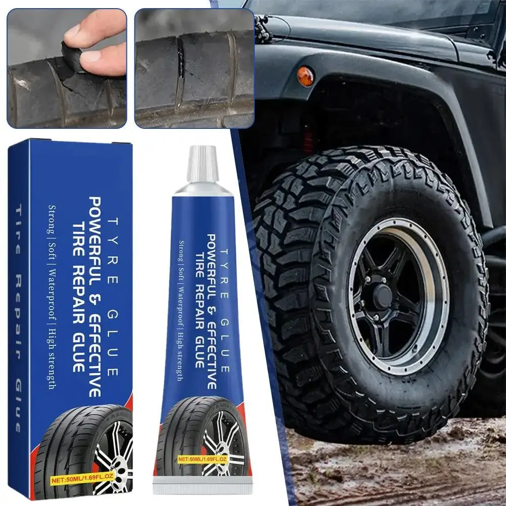 50ml Car Tire Repairing Glue Tire Repair Black Glue Strong Rubber Wear-resistant Non-corrosive Car Instant Strong Tools Adhesive