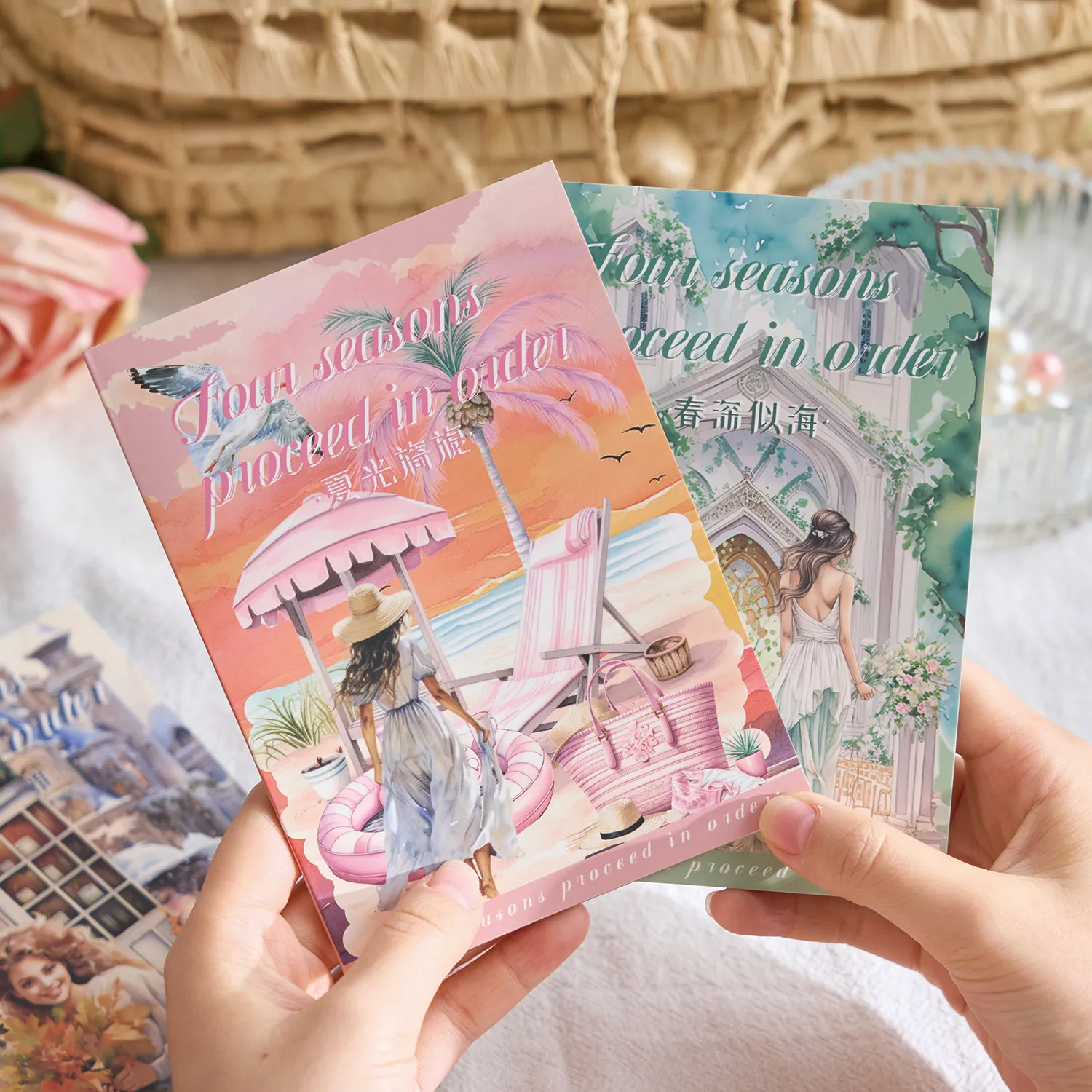 European and American Retro Girl Pet Sticker Book Four Seasons Orderly Series Handbook Material Travel Photography DIY Decorative Sticker Book