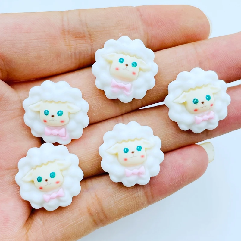 

10 Pcs New Mini Kawaii Cartoon Animal Little Sheep Resin Cabochons Scrapbook Diy Party Hairpin Accessories Decorate Craft H94