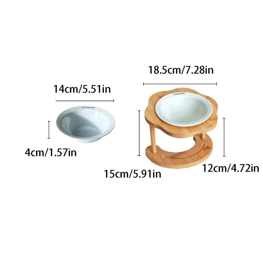 موزع الطعام السيراميك وعاء القط خشبي الإبداعية الحيوانات الأليفة عالية القدم السلطانية عدم الانزلاق لطيف الكلب الغذاء تغذية حوض حاوية المياه