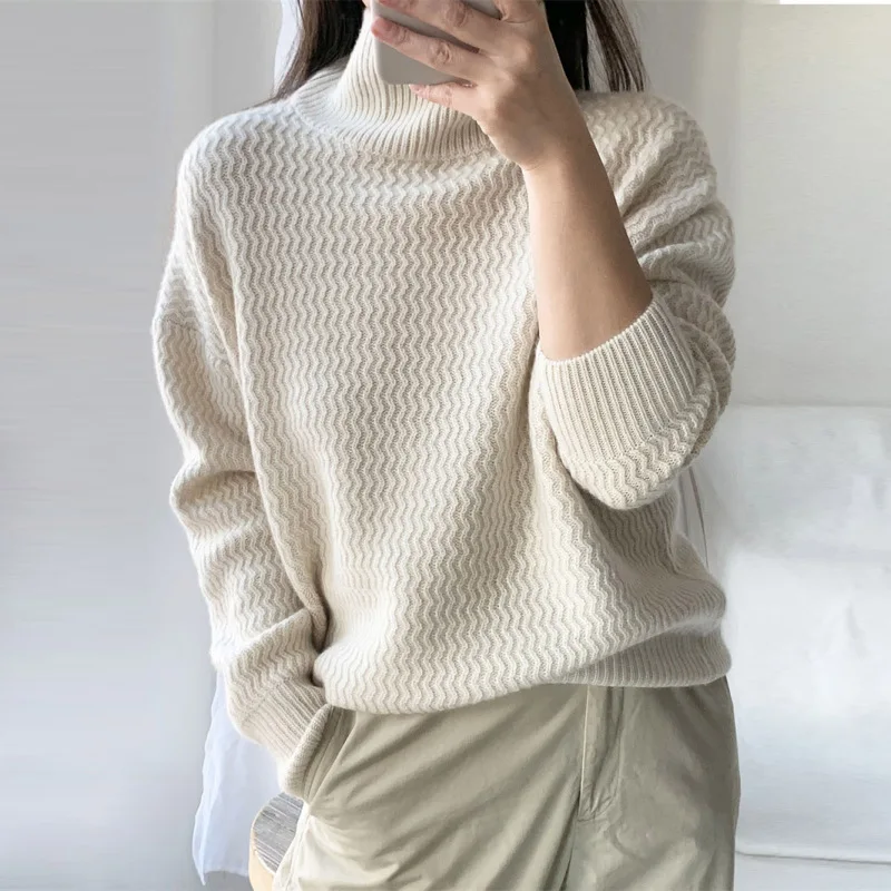 

Autumn Winter Chic Turtle Neck Sweater Women Soft Warm Basic Knitted Pullover Solid Colors Loose Casual Female Jumper Sueter