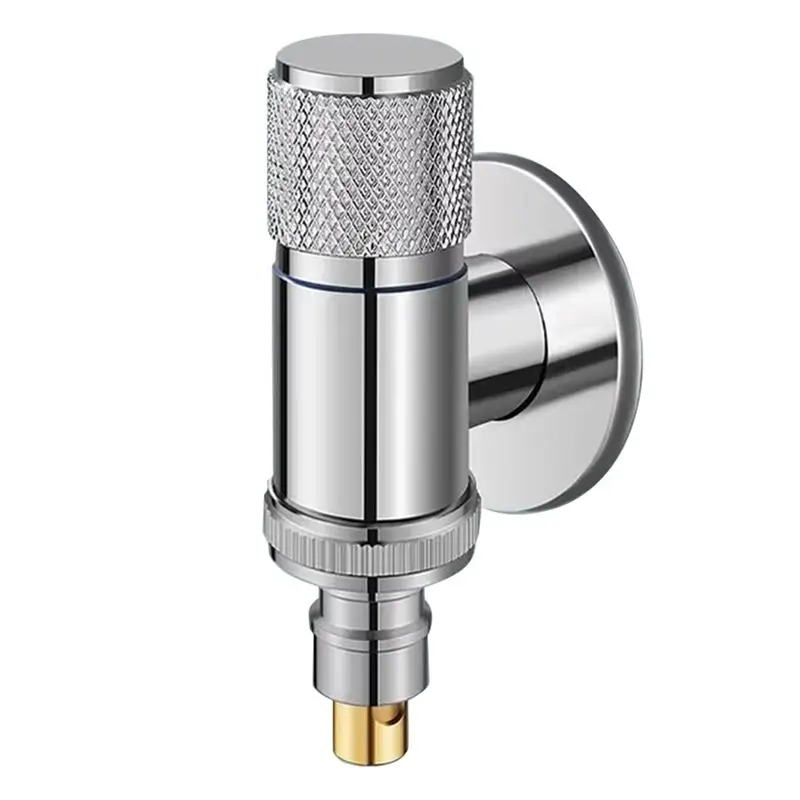 BAAJ-Washing Machine Automatic Water Stop Valve Solid Brass Single Cold Wall Mounted Cold Water Outlet Basin Easy Install Silver