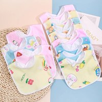 Random 5pcs Baby Cartoon Snap Waterproof Bib Super Soft Baby Bib Newborn Crystal Velvet Saliva Towel