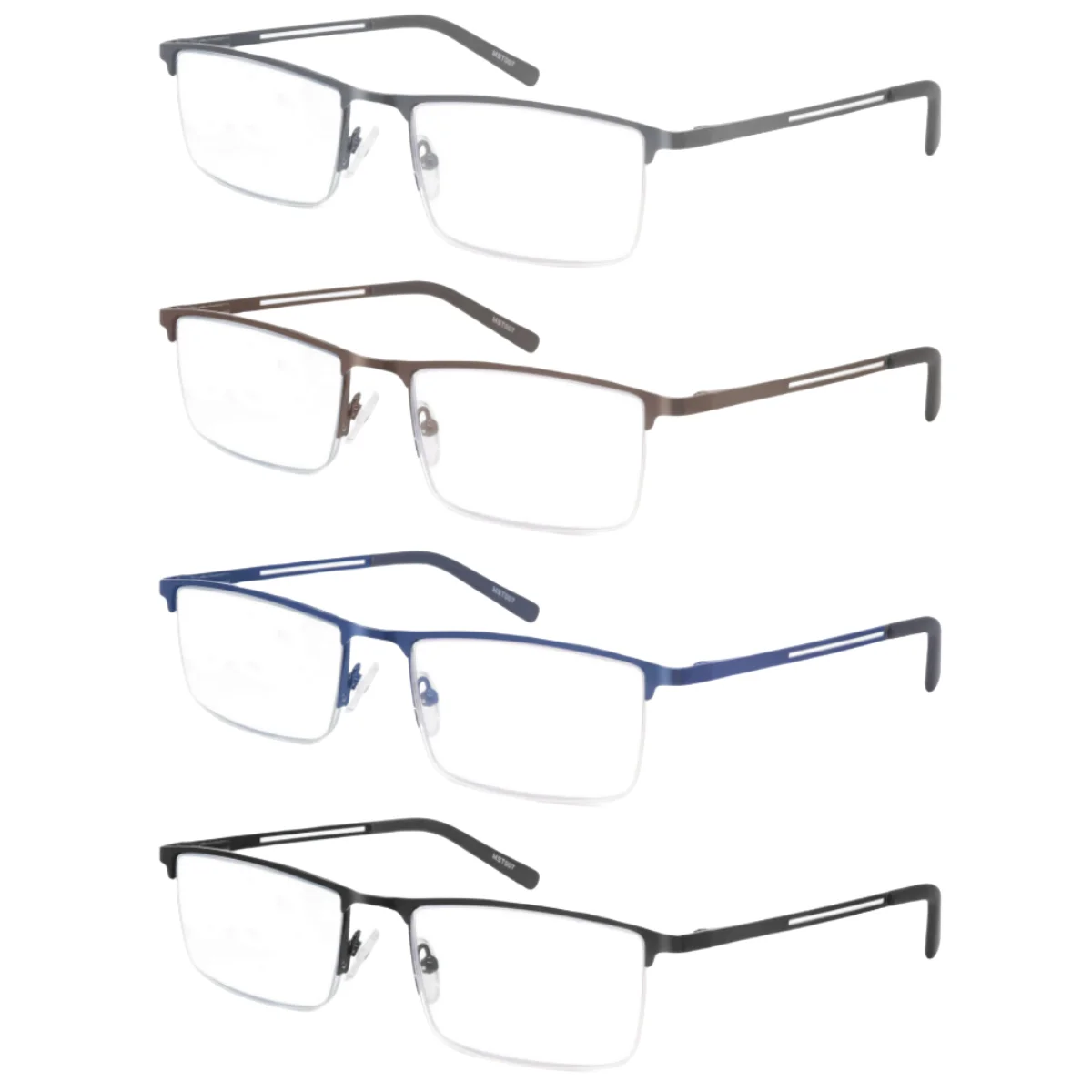 Lightness Men Blue light blocking Reading glasses Metal semiframe Magazine reader Business presbyopia long wearing Anti-fatigue