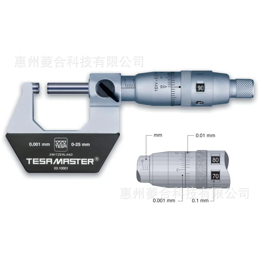 2025  TESA Vernier Mechanical Micrometer 00310001 Analog Reading 1μm 0-25mm