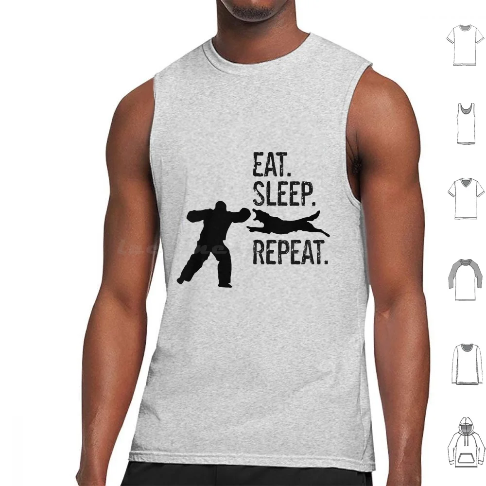 Eat Sleep Bite Repeat Tank Tops Print Cotton Malinois Belgian Malinois Working Dogs Bite Work Eat Sleep Bite Repeat