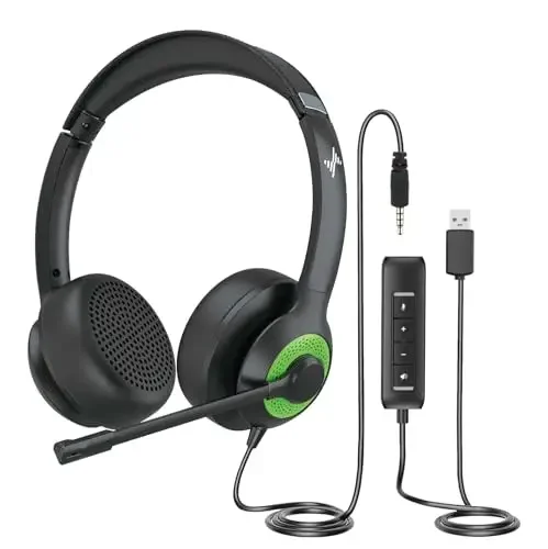 NUBWO JIAMQISHI EH01 USB-Headset PC-Computerkopfhörer mit Rauschunterdrückung, Mikrofon, Inline-Steuerung für Home Office Online-Klasse 10