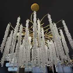 Modern Luxury Branch Ceiling Crystal Chandelier Gold For Bedroom Living Room Dining Room Round Branches Lampara Lamps For Room