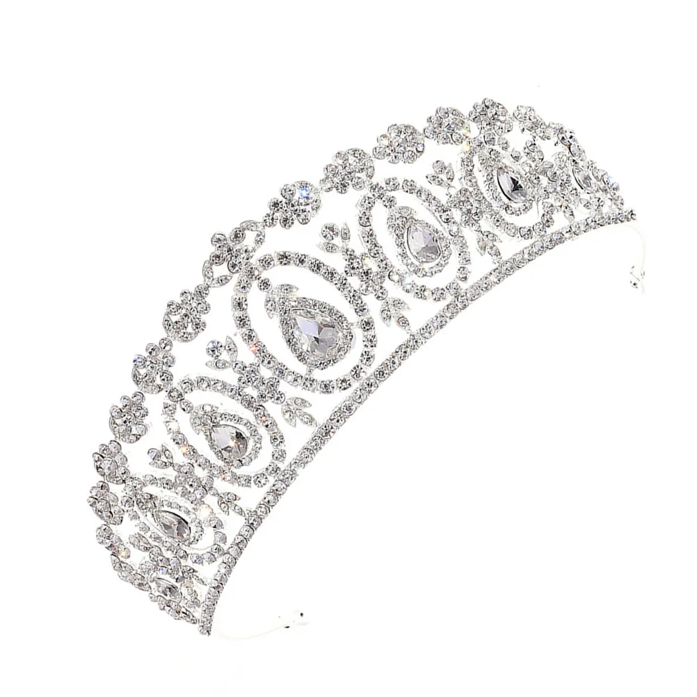 1 szt. Korona ślubna z kryształkami, barokowa tiara z kryształami, opaska do włosów, elegancka ozdoba na głowę dla kobiet, dziewcząt, druhen, na wesela