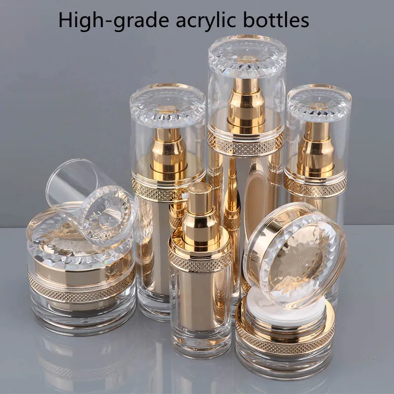 

6pcs Empty Acrylic Face Cream Jar Container Spray Bottles Essence/lotion bottles Pump Bottle Cosmetic Packing Bottle