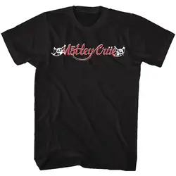 Motley Crue Red and White Logo Black Adult T-Shirt