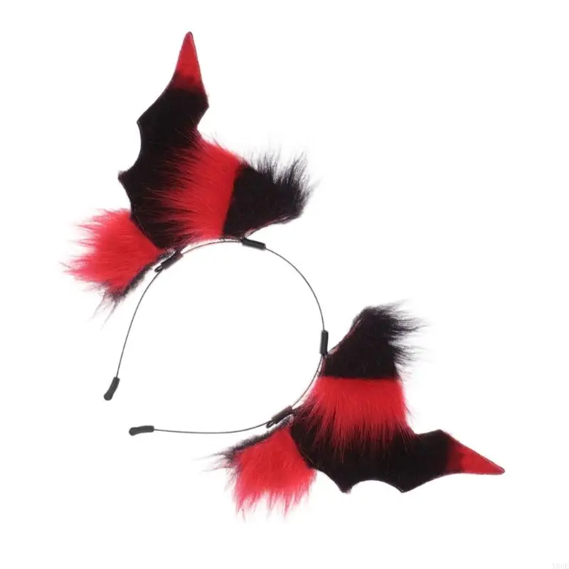 Leichter Plüsch-Haarschmuck aus dämonischem Horn, schwarzes Fledermaus-Querruder-Haarband, für Cosplay und Festival-Feier – Detail 4