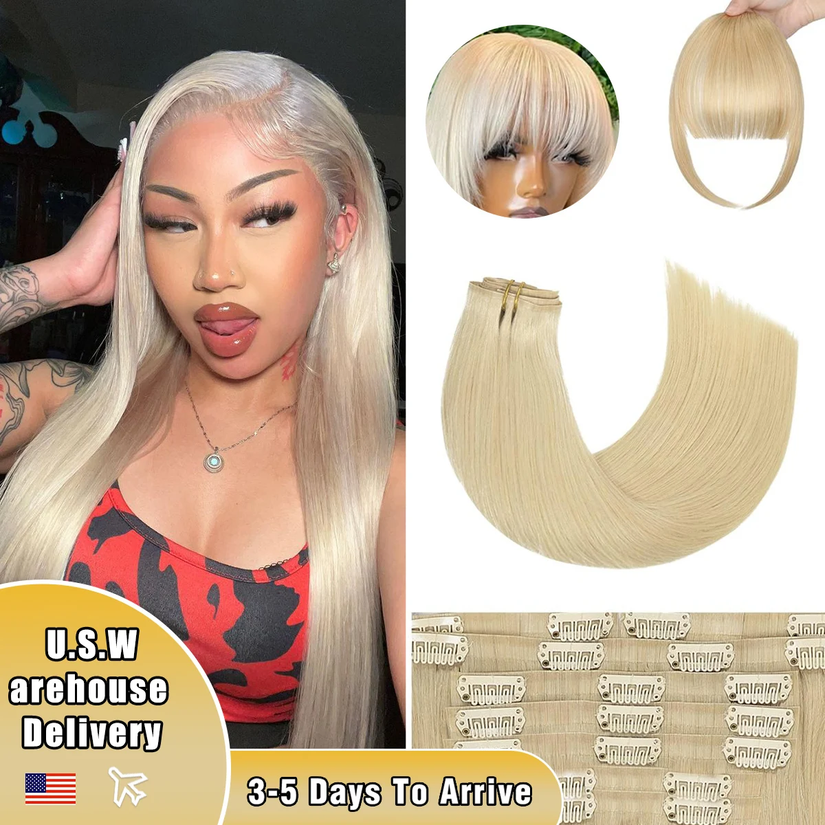 

10 шт., 100% настоящие заколки для человеческих волос в наращивании 613 # 140 г прямых человеческих волос Remy, двойные зажимы для наращивания волос