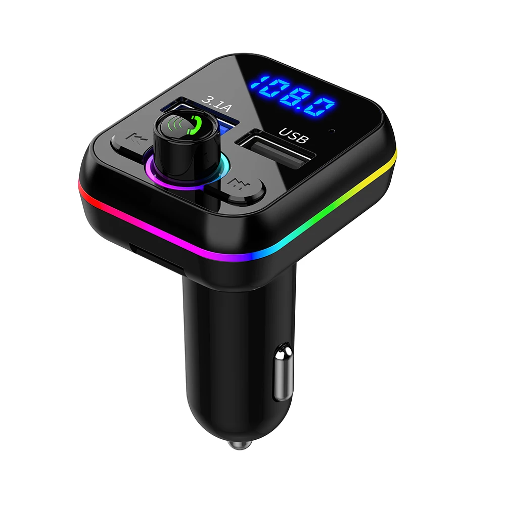 

Car Mp3 Music Player Bluetooth-compatible V5.0 Hands Free Call USB U Disk Fm Transmitter Fast Charger