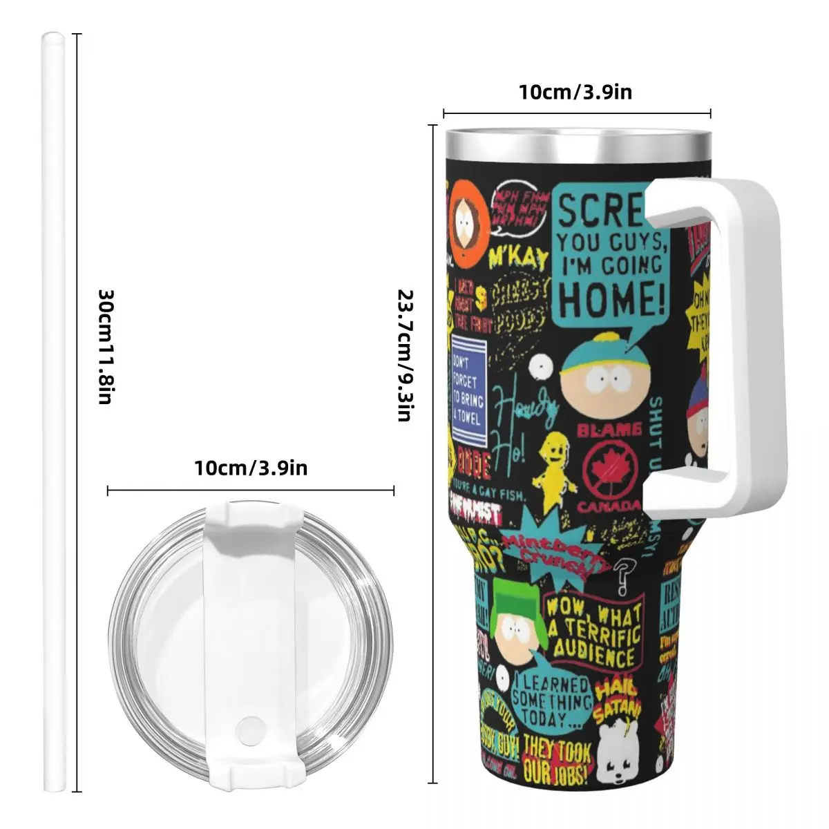 Stainless Steel Tumbler SouthPark Quotes Car Mugs With Straws Driving Cold and Hot Water Bottle Portable Large Coffee Mug