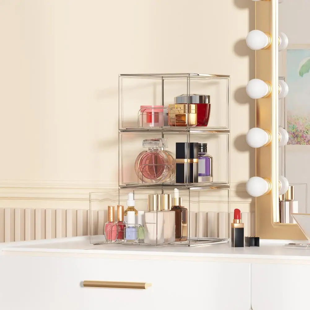 Caja de almacenamiento acrílica, organizador acrílico, cajón organizador de cosméticos apilable con capacidad para encimera de baño, tocador