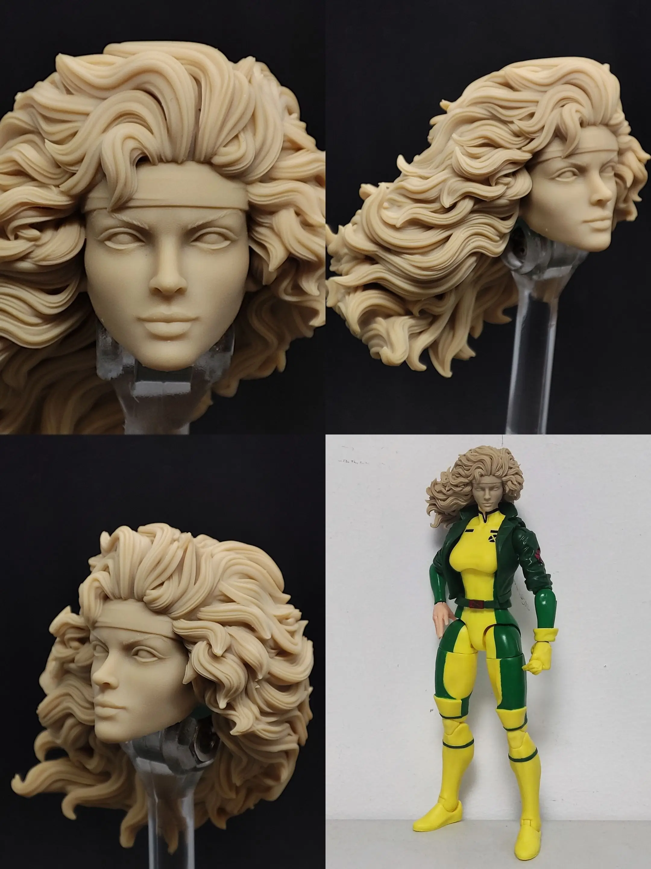 منحوت برأس خارق ، شعر مجعد ، كتم صوت أنثى X-Men ، X-Men ، رأس ، جسم ، جندي ، مقياس ، مصنوع يدويًا ، شكل حركة 6 بوصة