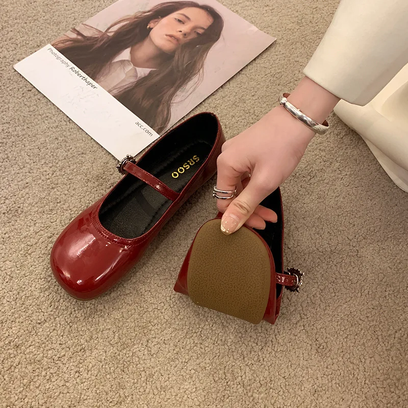 Zapatos Mary Jane de estilo francés para Mujer, primavera y otoño, nueva moda, elegantes zapatos de vestir de tacón bajo con boca poco profunda, Zapatillas para Mujer