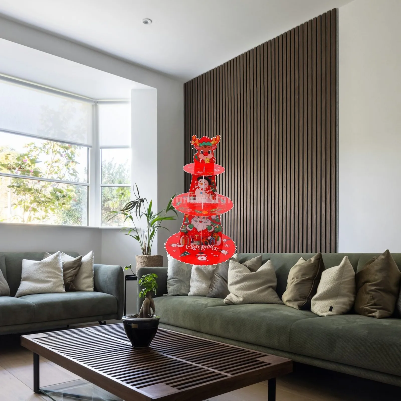 Christmas Cupcake Stand 3 Tier Cardboard Dessert Display Tower Festive Cake Holder for Holiday Party Table Decor
