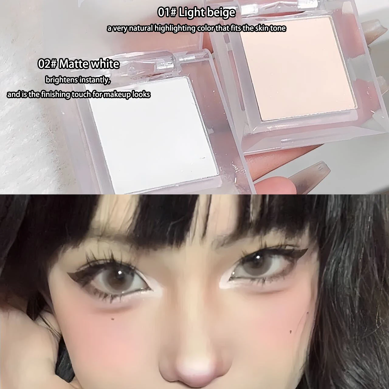 長持ちするマットホワイトとスモーキーブラックのアイシャドウパレット、繊細、高色素モノクロ、輪郭強化、日常着用