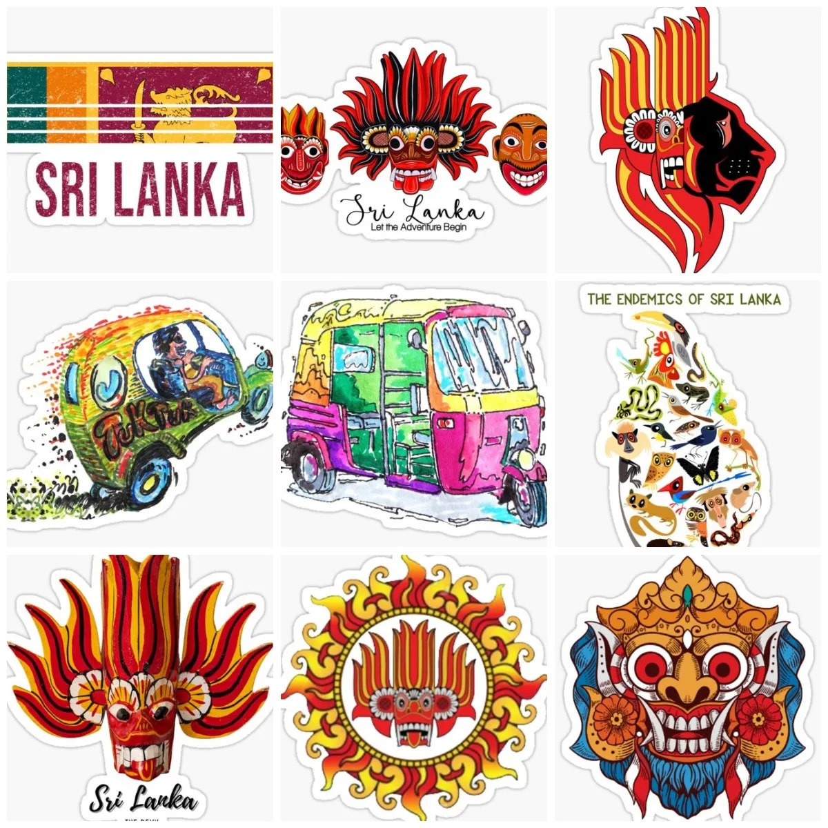 

Sri Lanka Flag Map Monkey Elephant Sticker Motorcycle Accessories Camper Van Bicycle Wall Room Truck Window Car Glass PVC Decal