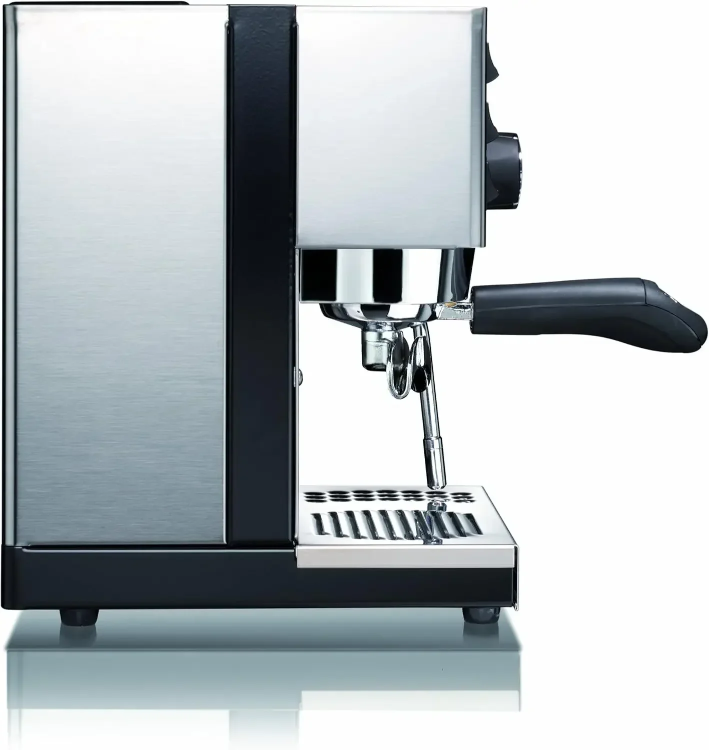 Rancilio Silvia Espressomaschine, 0,3 Liter, mit Eisenrahmen und Edelstahl-Seitenteilen, 11,4 x 13,4 Zoll