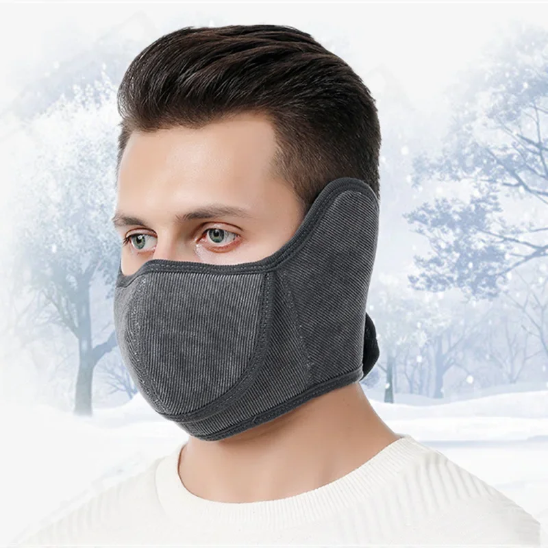 Winter Half Face Mask Thermal Fleece Ear Mouth Cover Neck Warmer Windproof Breathable Cycling Mask Warm Skiing Hiking Headwear