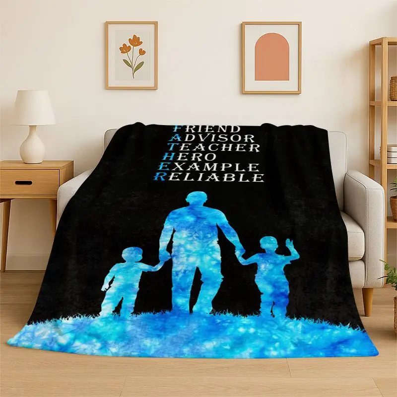 Gift Thanks To My Dad Father Letter Present Flannel Blanket Soft Throw Blanket for Bedroom Living Room Bed Travel Picnic Nap