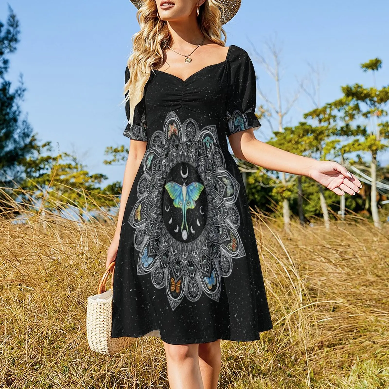 Lunar Moth Mandala with Background Dress women's elegant loose dresses sexy short dresses daring elegant women's sets