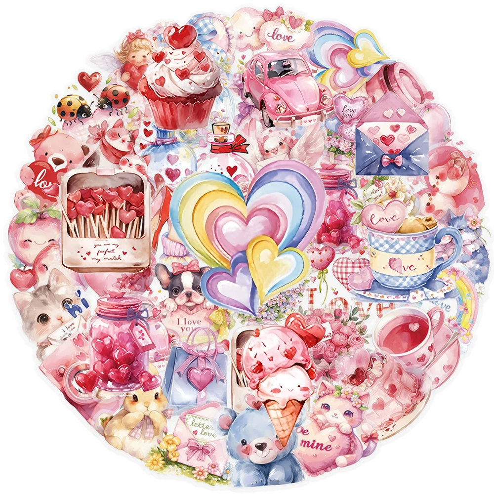 

10/30/50pcs Cute Cartoon Transparent Valentine Day Animal Cat Stickers Decals Laptop Phone Fridge Aesthetic Decoration Sticker