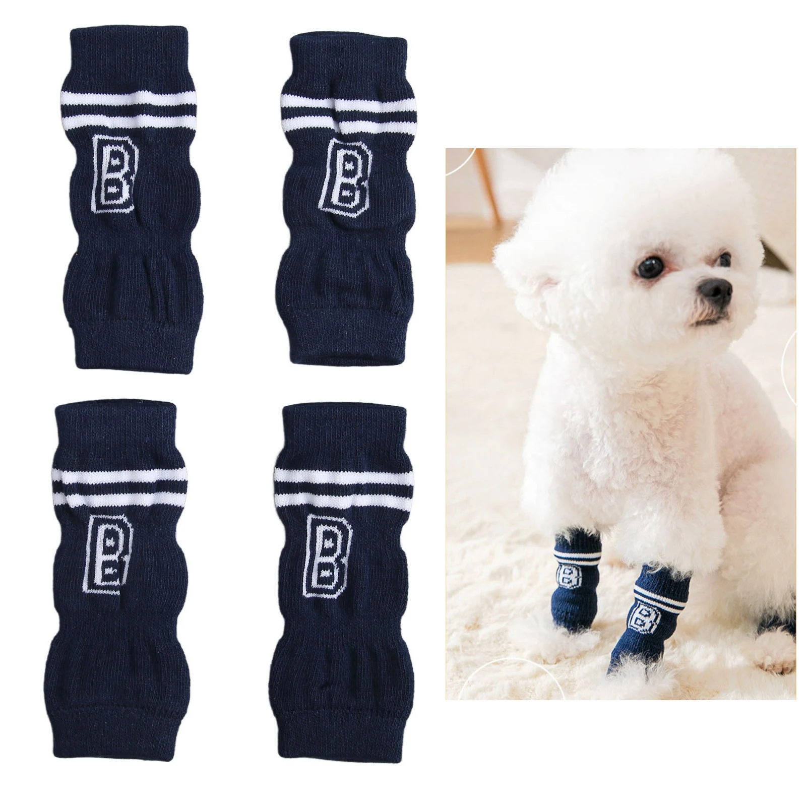 4pcs Dog Elbow Protector Joint Protection Dirty Resistance Stylish Letter Pattern Pet Elbow Protective Sleeve