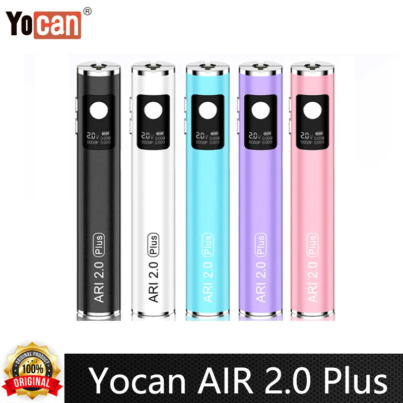 

Оригинальный Yocan AIR 2,0 Plus 510, аккумулятор, ЖК-дисплей, 900 мАч, Type-C, зарядка 1,8–4,2 В, электронная сигарета Vape Pen для 510 тележек