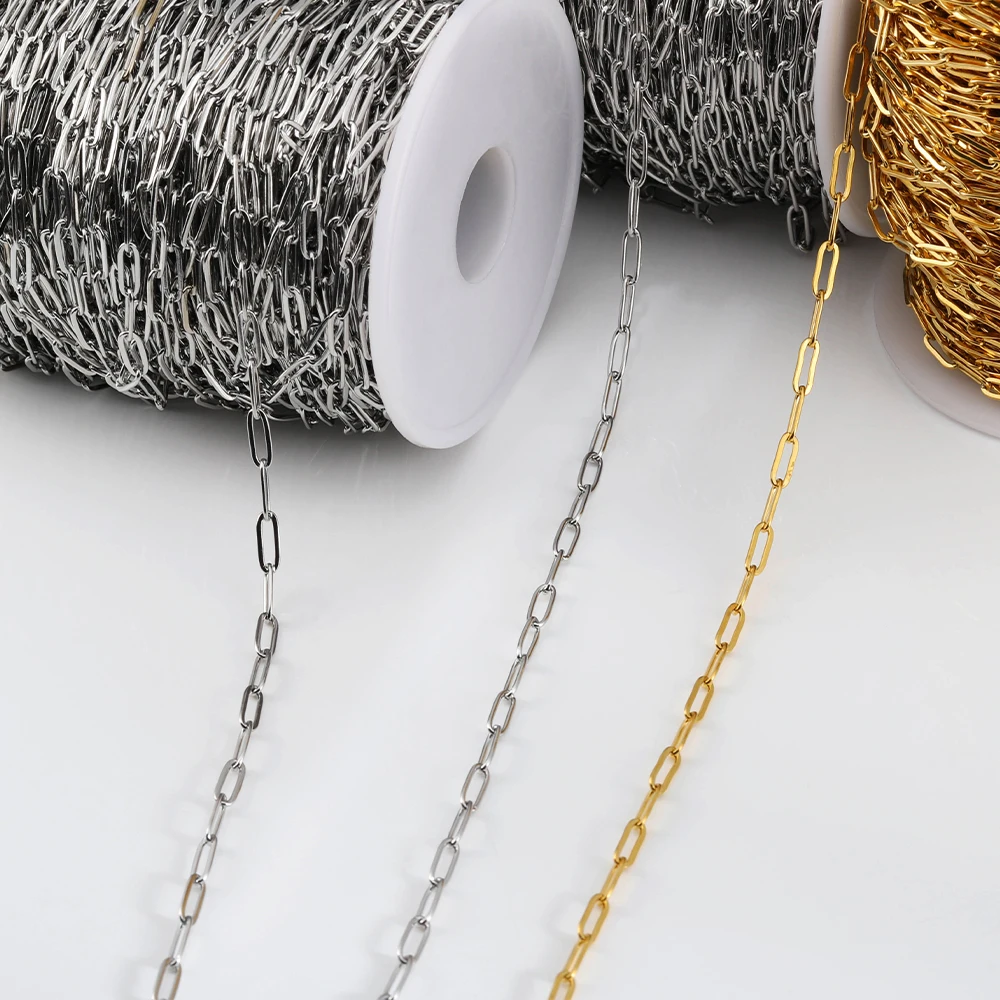 

1-2Meter Stainless Steel Necklace Chains for Jewelry Making Gold Rolo Chain DIY Neckalce Bracelets Supplies Bulk Chain Wholesale