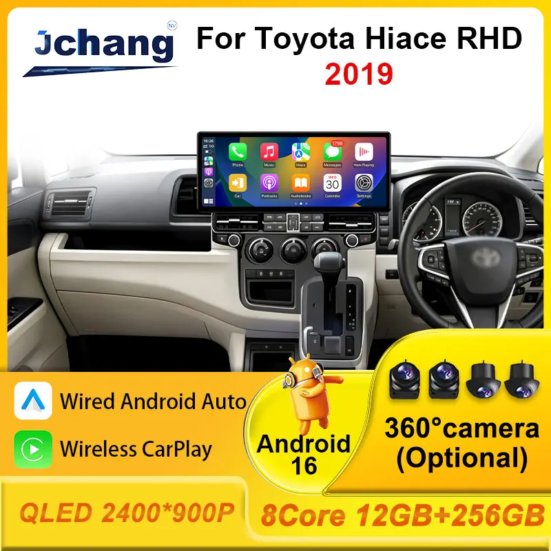 Car Radio Video for Toyota Hiace 2019 RHD Multimedia Player Wireless CarPlay Auto BT GPS Navi Split Screen WiFi 4G DSP Autoradio