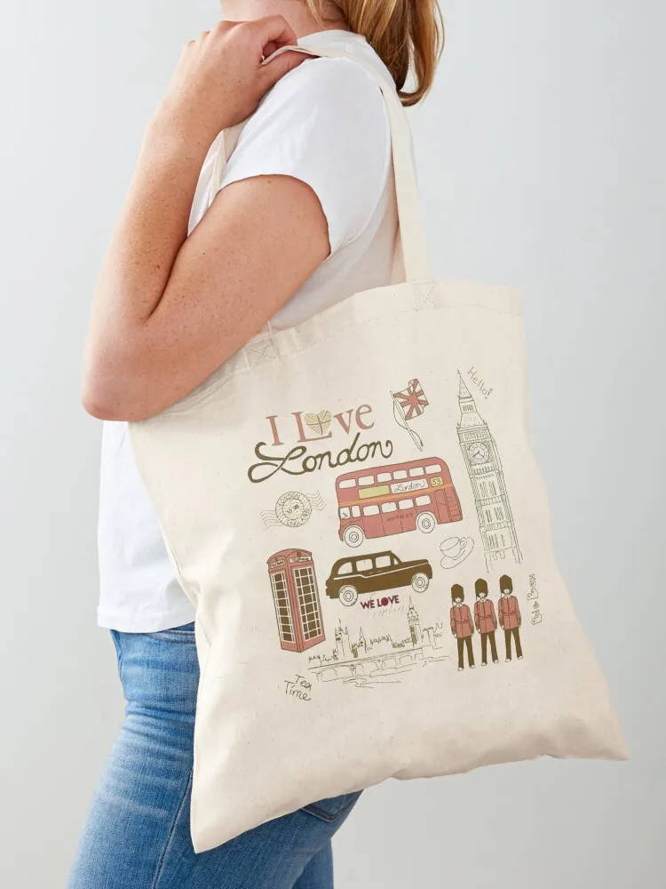 Vintage I Love London United Kingdom Retro British Souvenir UK Gift Tote Bag shopping bag Shopper bag Canvas Tote