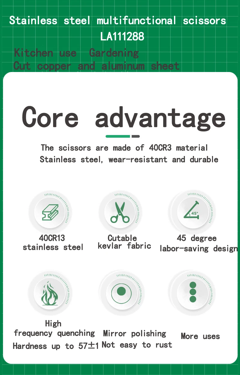 LAOA Stainless Steel Multifunctional Serrated Powerful Scissors Electrician's Scissors