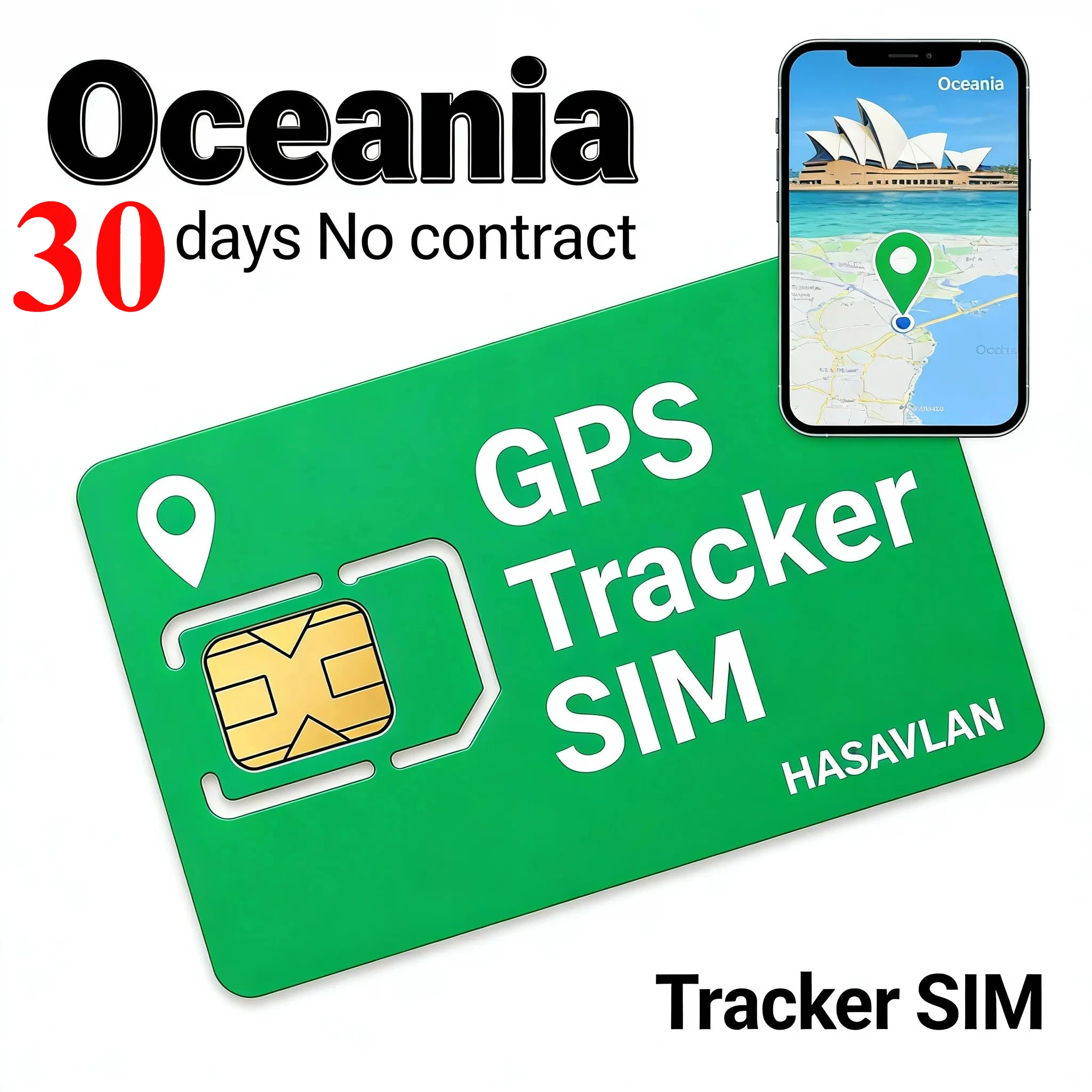 GPS Tracker SIM Card, No Contract, 30MB/30 Days Renewable, IoT Data Nano Micro Standard, ZOVAGOLO OCEANIA
