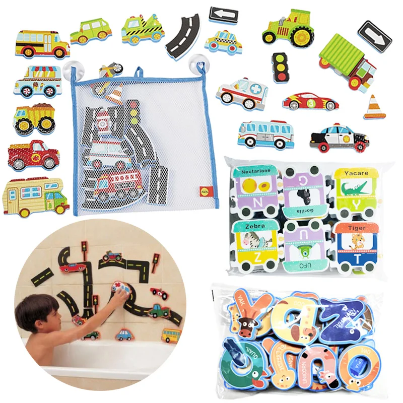 Children Shower Toys Bathroom Toy EVA Soft Reusable City Puzzle Early Education Games Parent Child Suitable for Aged 3-6 TMZ