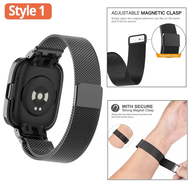 Para Redmi Watch 3 pulsera de Metal activa para Redmi Watch 3 2 Lite correa de cubierta Xiaomi Watch Lite bucle magnético + protector de funda