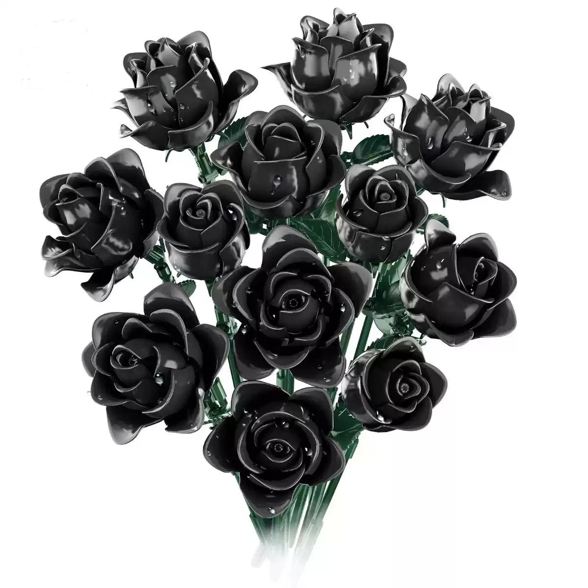 

MOC Dark Kiss Black Rose Artificial Flower Bouquet Model Building Blocks Small Desktop Ornament Brick Puzzle DIY Toys Kids Gifts